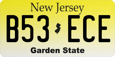 NJ license plate B53ECE
