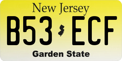 NJ license plate B53ECF