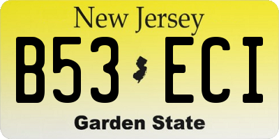 NJ license plate B53ECI