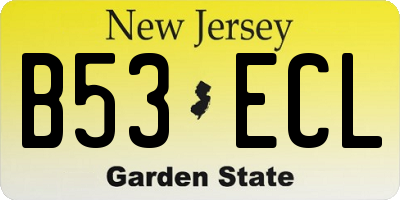 NJ license plate B53ECL
