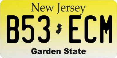 NJ license plate B53ECM