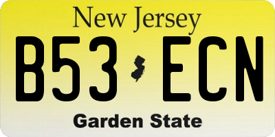 NJ license plate B53ECN