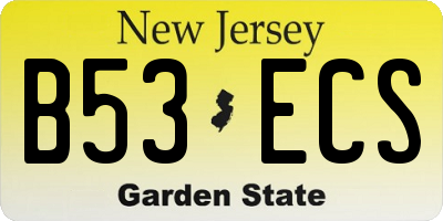 NJ license plate B53ECS