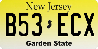 NJ license plate B53ECX