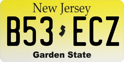 NJ license plate B53ECZ