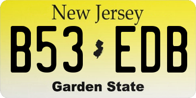 NJ license plate B53EDB