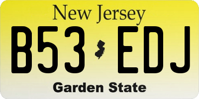 NJ license plate B53EDJ