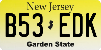 NJ license plate B53EDK