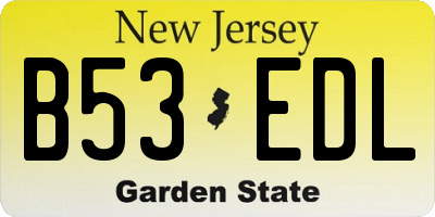NJ license plate B53EDL
