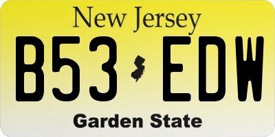 NJ license plate B53EDW
