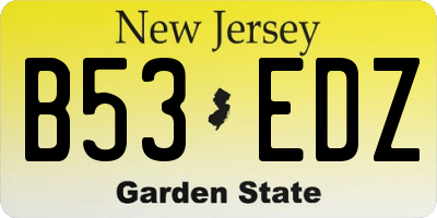 NJ license plate B53EDZ