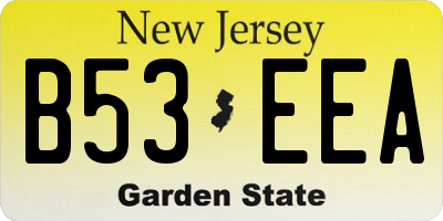 NJ license plate B53EEA