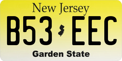 NJ license plate B53EEC