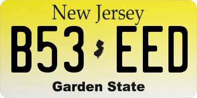NJ license plate B53EED