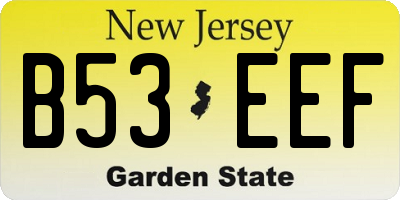 NJ license plate B53EEF