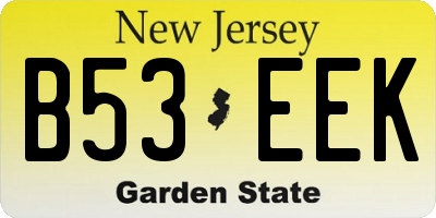 NJ license plate B53EEK