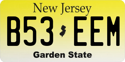 NJ license plate B53EEM