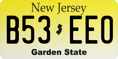 NJ license plate B53EEO