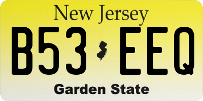 NJ license plate B53EEQ