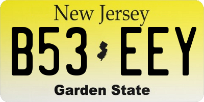 NJ license plate B53EEY