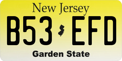 NJ license plate B53EFD
