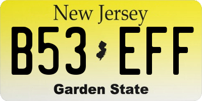 NJ license plate B53EFF