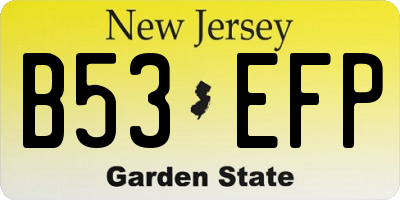 NJ license plate B53EFP