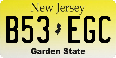 NJ license plate B53EGC