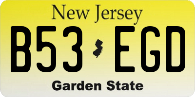 NJ license plate B53EGD