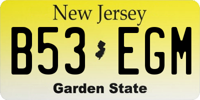 NJ license plate B53EGM
