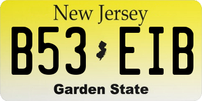 NJ license plate B53EIB