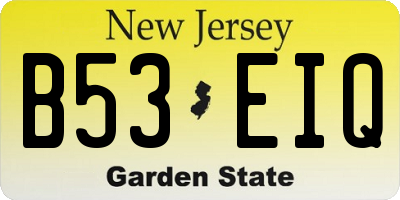 NJ license plate B53EIQ