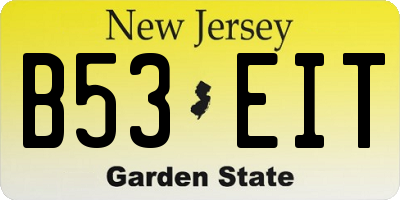 NJ license plate B53EIT