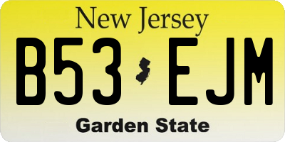 NJ license plate B53EJM