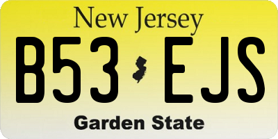 NJ license plate B53EJS