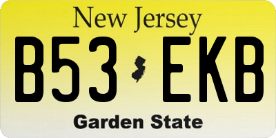 NJ license plate B53EKB