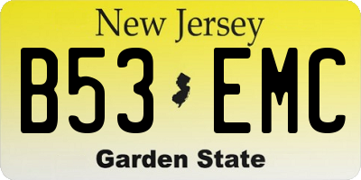 NJ license plate B53EMC