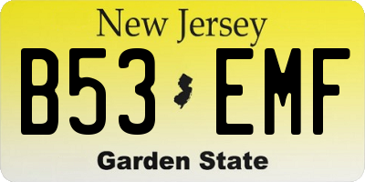 NJ license plate B53EMF