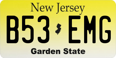 NJ license plate B53EMG