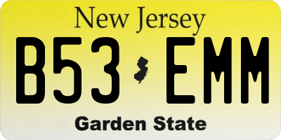 NJ license plate B53EMM