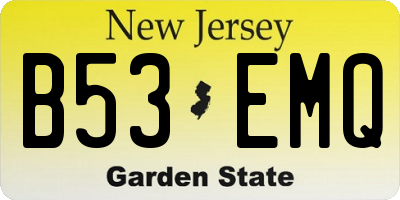 NJ license plate B53EMQ