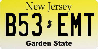 NJ license plate B53EMT