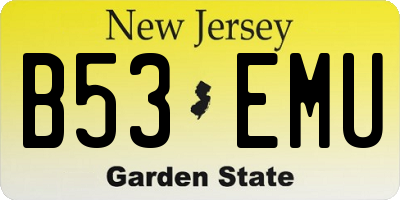 NJ license plate B53EMU