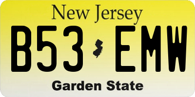 NJ license plate B53EMW