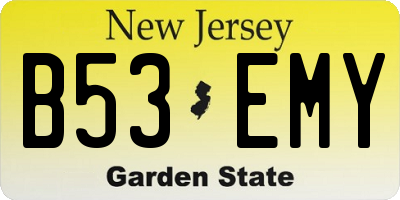 NJ license plate B53EMY