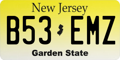 NJ license plate B53EMZ