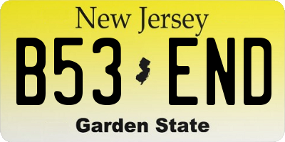 NJ license plate B53END