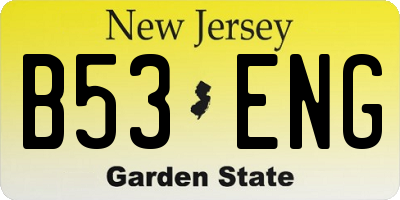 NJ license plate B53ENG