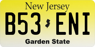 NJ license plate B53ENI