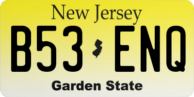 NJ license plate B53ENQ